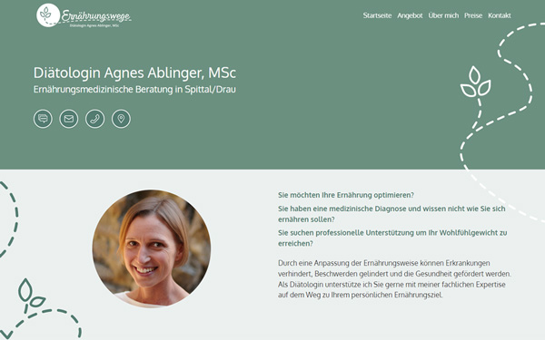 Die Website von Diätologin Agnes Ablinger