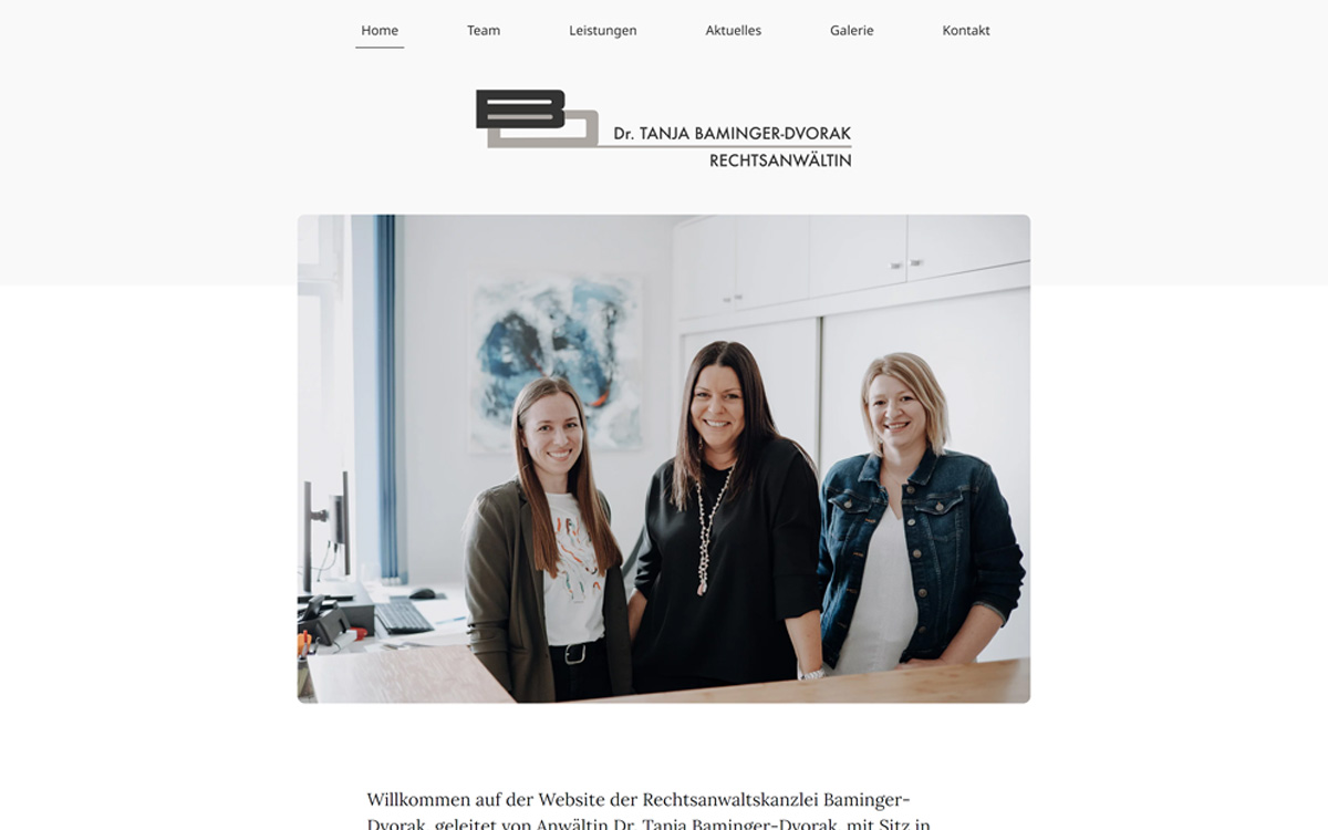 Die Website von Rechtsanwältin Dr. Tanja Baminger-Dvorak in Ried im Innkreis